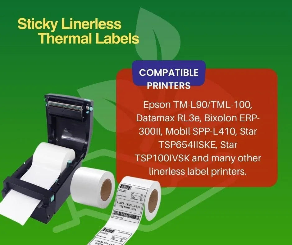6 Rolls Linerless Printing Label Paper 80 mm × 52 m for Takeaway Shop Restaurant