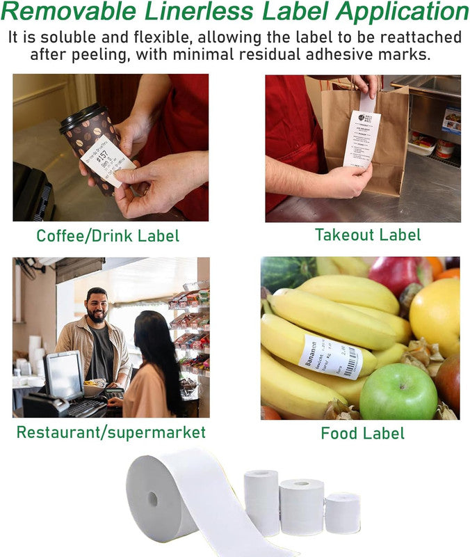 6 Rolls Lineless Printing Label Paper 80 mm × 52 m