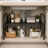 Extendable Storage Rack Under Sink Shelf  Kitchen Organizer black