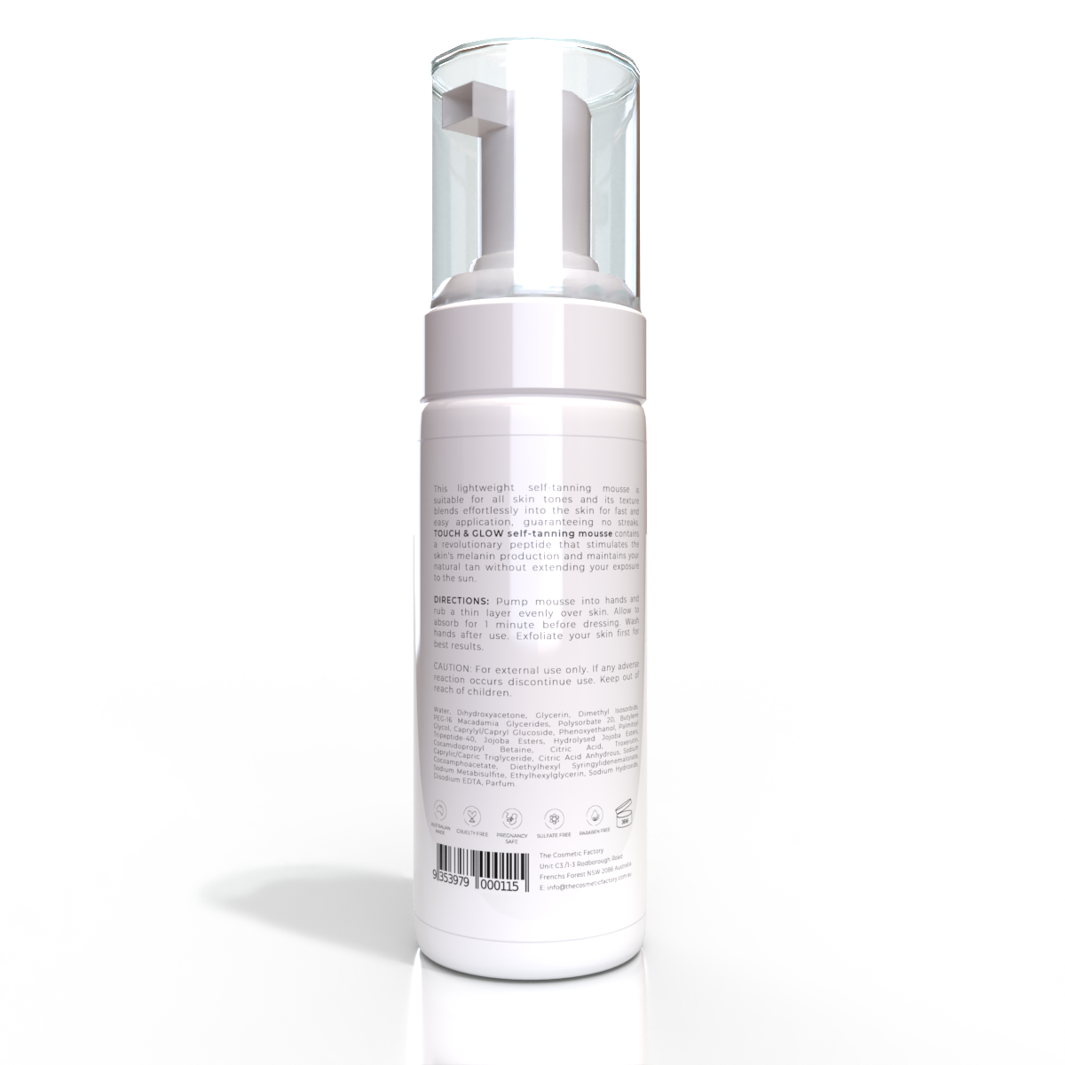 Touch & Glow Self-Tanning Body Mousse 150ml Streak-Free Sunless Tan All Tones