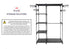 Sorti Freestanding Clothes Rack 116cm Metal Wardrobe 2 Hanging Rods 80kg Load
