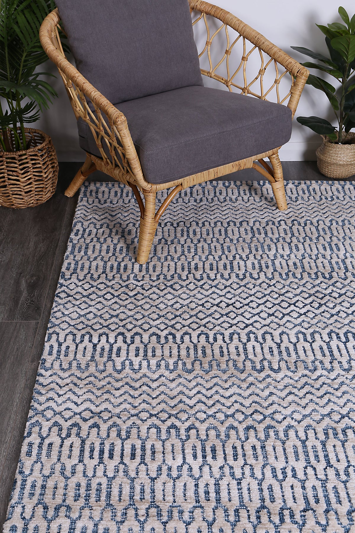 Amritsar Tribal Rug Camphils Navy 240x330cm Large Geometric Plush Area Rug