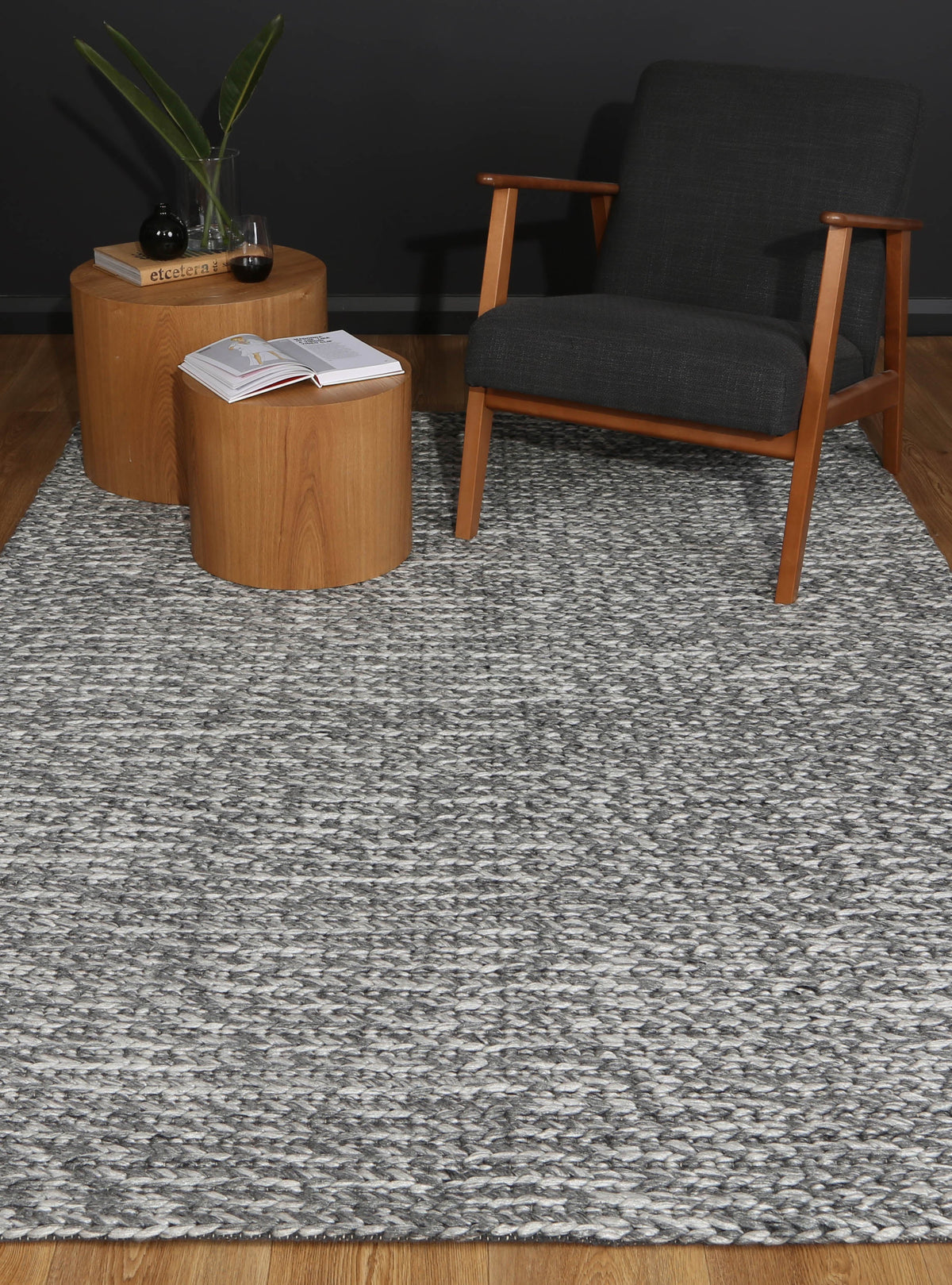 Harlow Cue Charcoal Wool Blend Rug 160x230