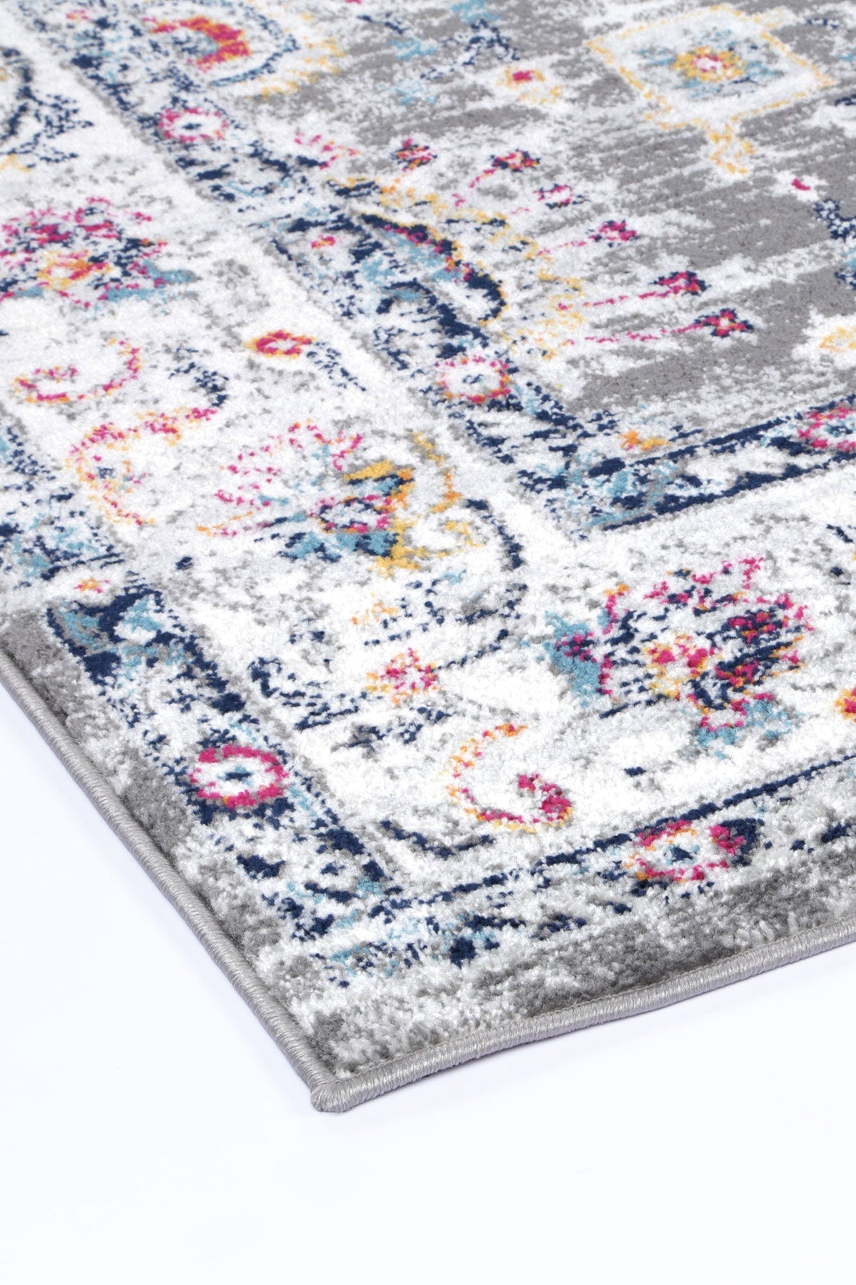 Provence Hallway Runner PROV19 Grey Cream 80x300cm Anti-Static Easy Clean Rug