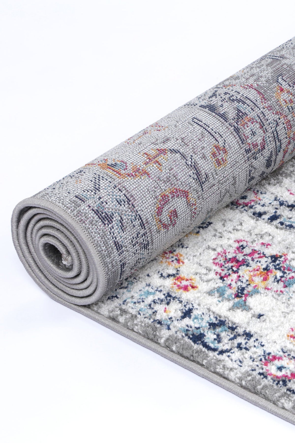 Provence Hallway Runner PROV19 Grey Cream 80x300cm Anti-Static Easy Clean Rug