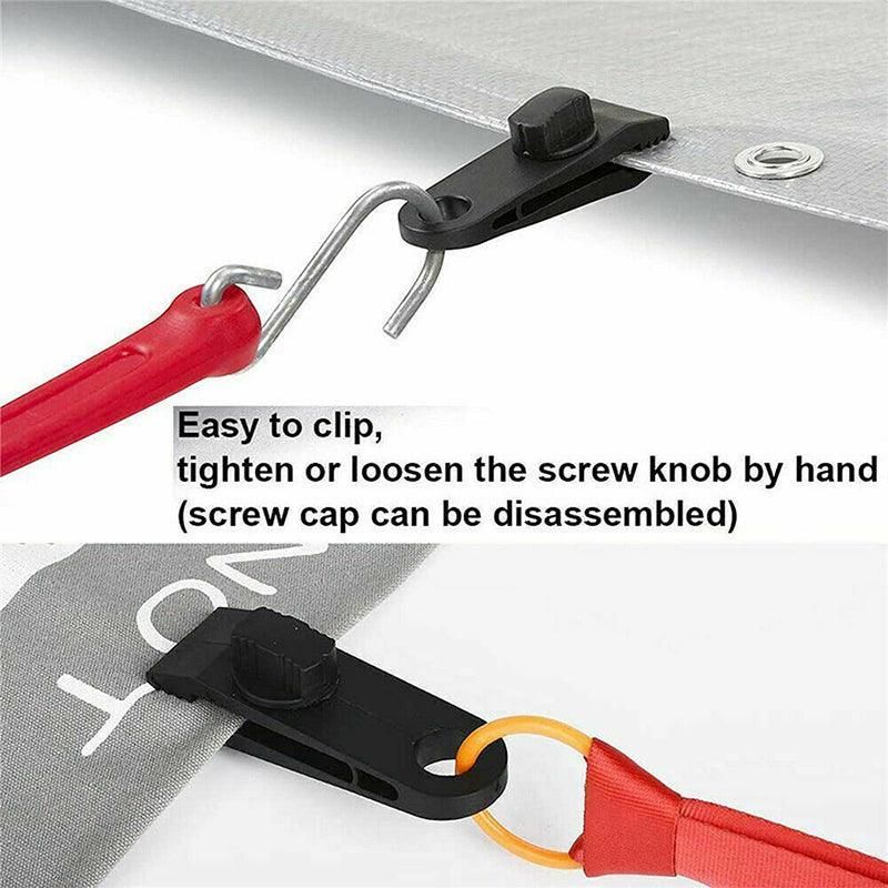 10-Pack Heavy-Duty Awning and Tarp Clips for Camping, Adjustable Grip Set