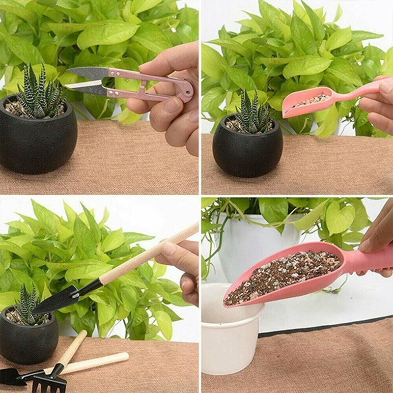 16X Mini Garden Hand Tools Transplanting Succulent Plant Gardening Tool Rake Set - Blue