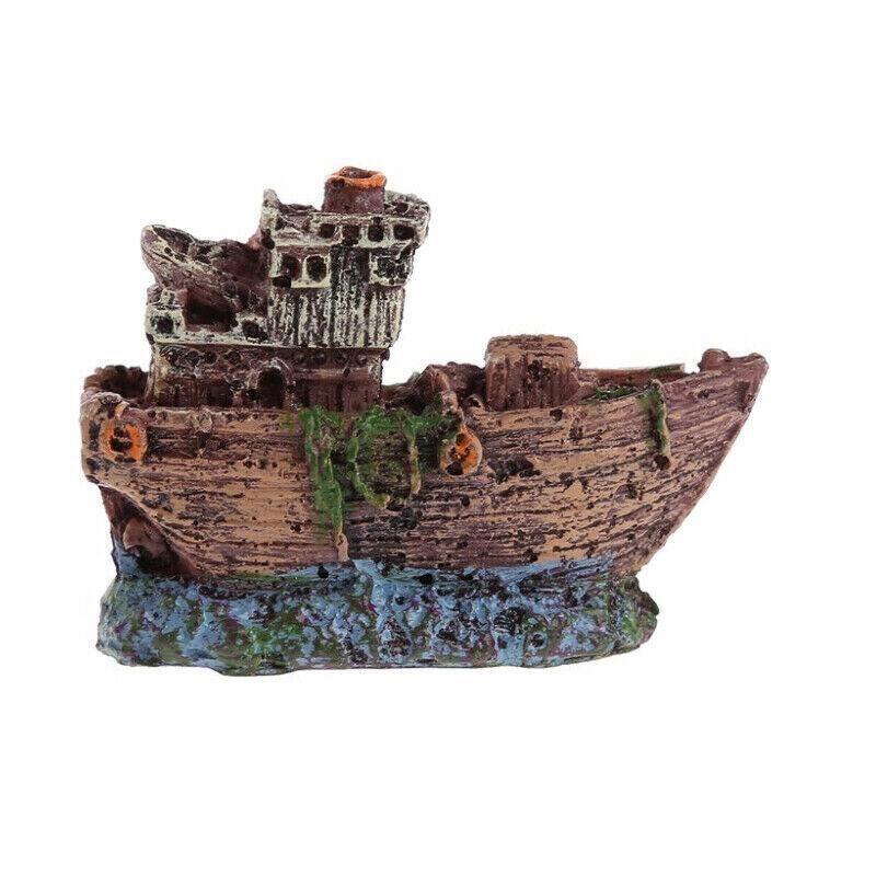 Aquarium Fish Tank Boat Ornament Pirate Ships Resin Landscape Underwater Decor - A080 Ship