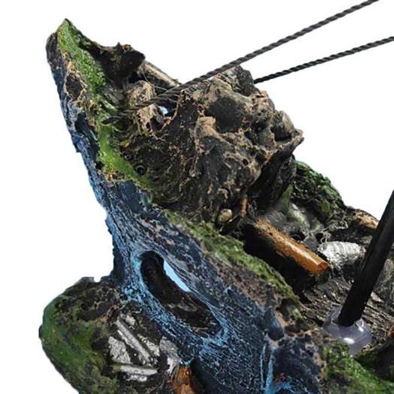 Aquarium Fish Tank Boat Ornament Pirate Ships Resin Landscape Underwater Decor - Cruciform Ship