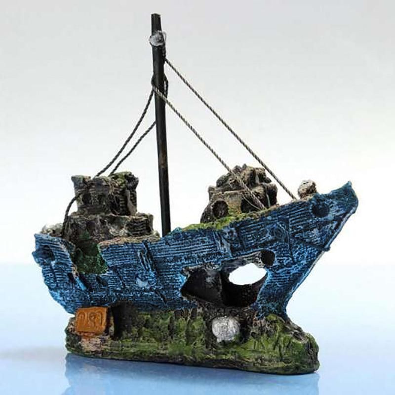 Aquarium Fish Tank Boat Ornament Pirate Ships Resin Landscape Underwater Decor - Cruciform Ship