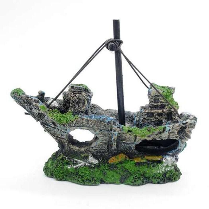 Aquarium Fish Tank Boat Ornament Pirate Ships Resin Landscape Underwater Decor - Cruciform Ship