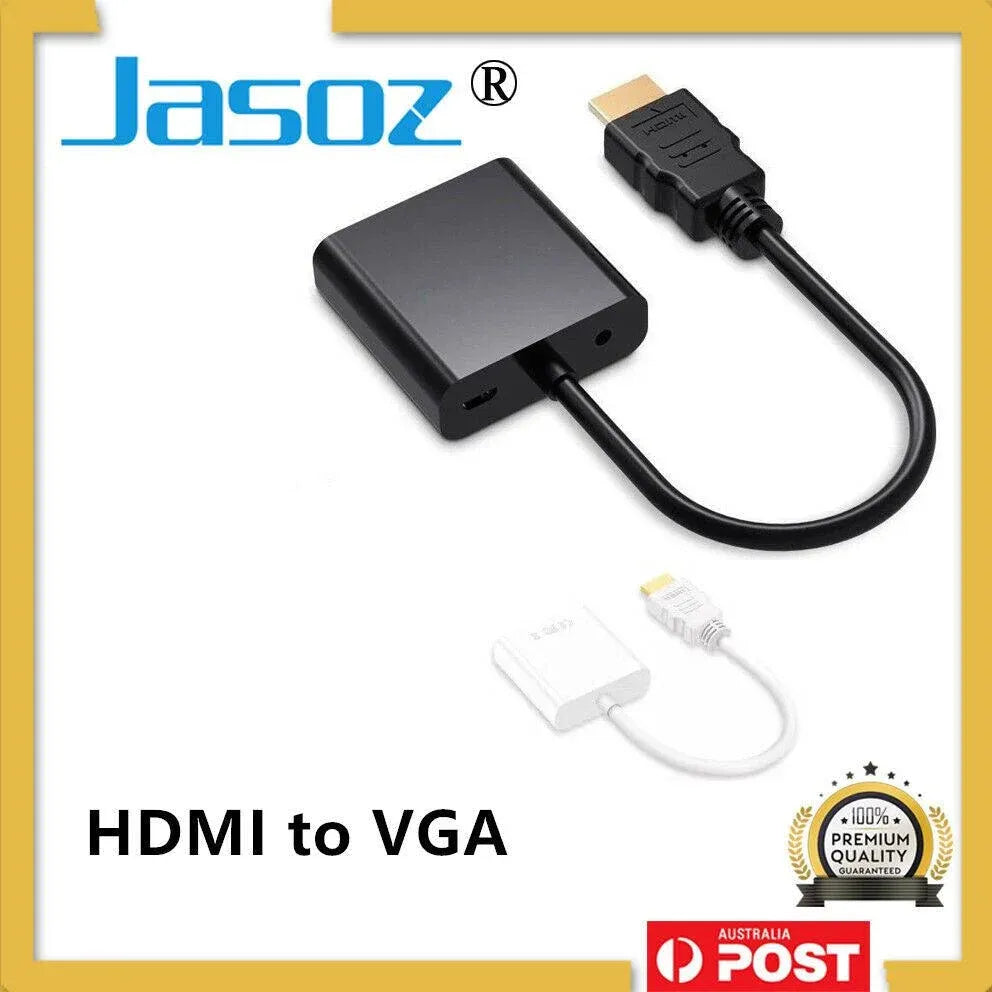Jasoz 1080P Hdmi Male To Vga Female Video Adapter Cable Converter Chipset - Black