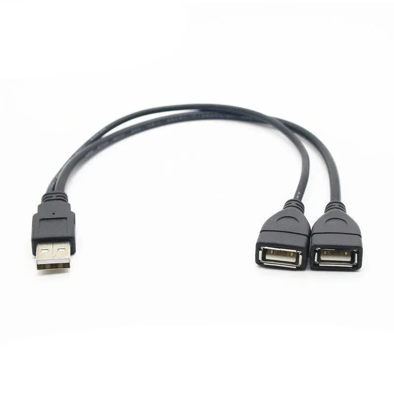 USB 2.0 Y Splitter Cable 1 Male to 2 Female Dual USB Extension Adapter 30cm