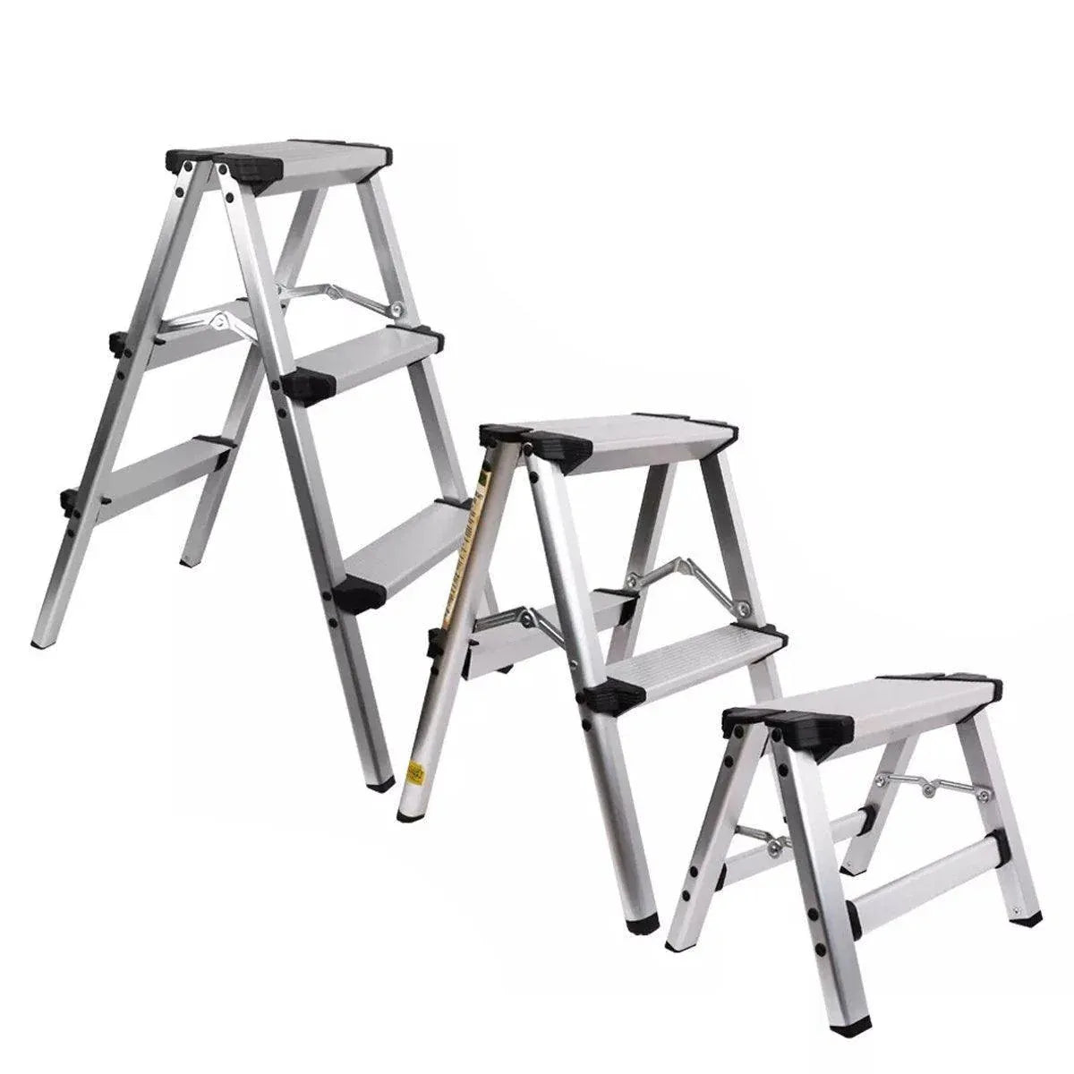 Portable Aluminium 1-3 Step Folding Ladder Anti-Slip Frame Stool for Home Use - 2 Step Folding Ladder
