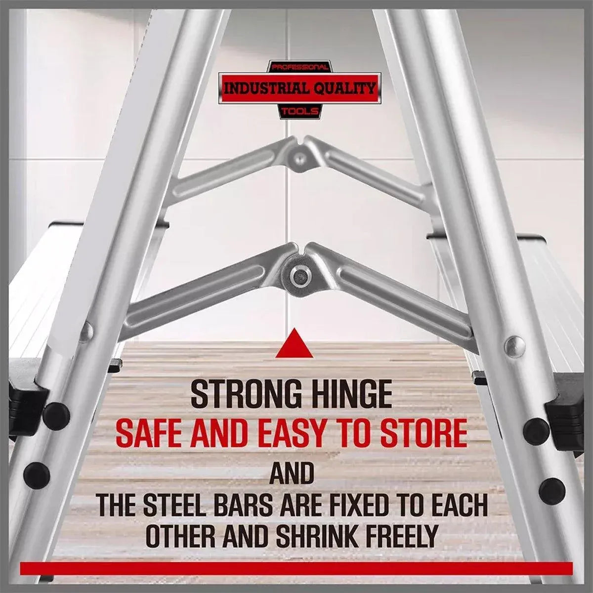 Portable Aluminium 1-3 Step Folding Ladder Anti-Slip Frame Stool for Home Use - 2 Step Folding Ladder