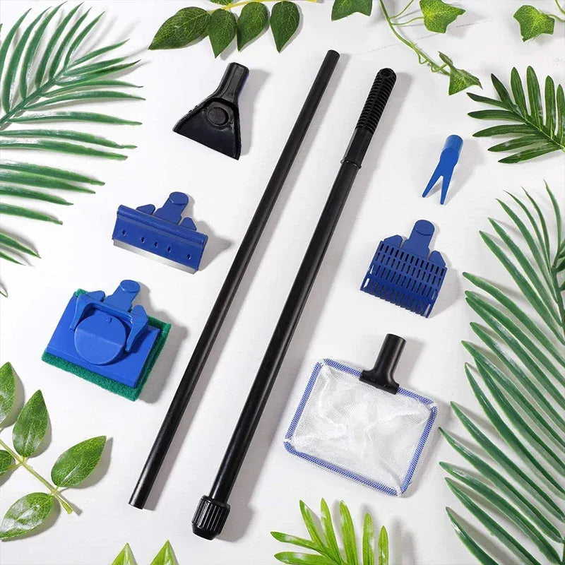 5 in1 Water Aquarium Cleaning Tool Fish Tank Gravel Vacuum Glass Cleaner Brush