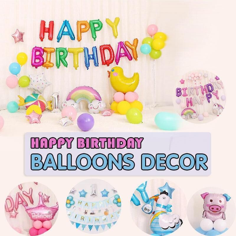 45-50 Pcs Happy Birthday 3D Unicorn Decoration Balloons Diy Decor Party Set - 02