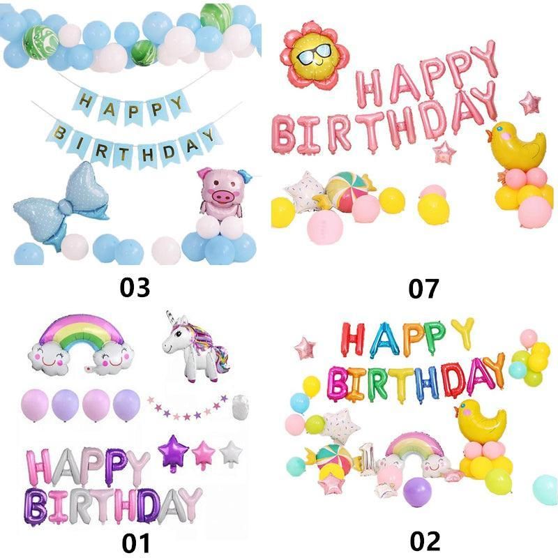 45-50 Pcs Happy Birthday 3D Unicorn Decoration Balloons Diy Decor Party Set - 03