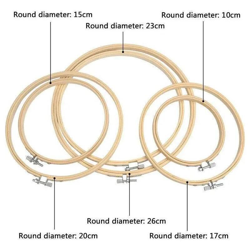 10PCS Bamboo Embroidery Hoops for Sewing Cross-Stitch & Wedding Crafts - 15CM