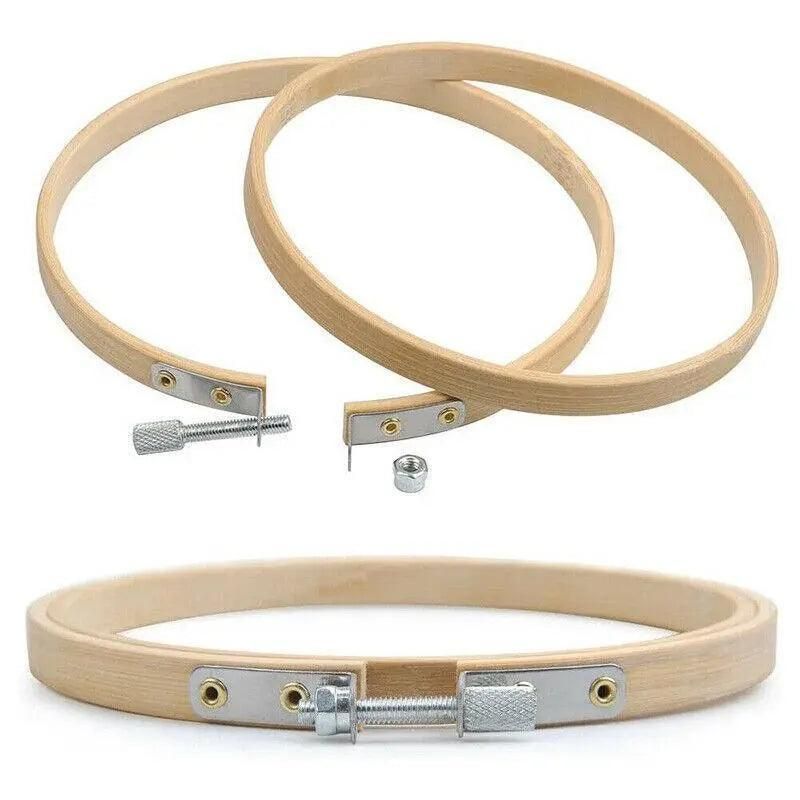 10PCS Bamboo Embroidery Hoops for Sewing Cross-Stitch & Wedding Crafts - 15CM