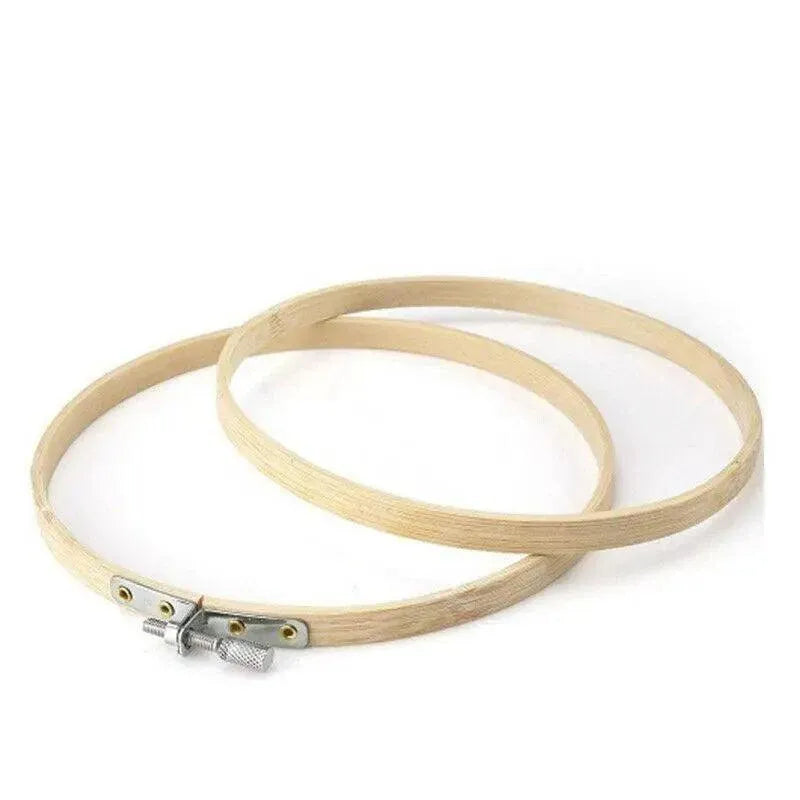 10PCS Bamboo Embroidery Hoops for Sewing Cross-Stitch & Wedding Crafts - 15CM