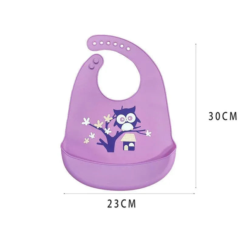 Silicone Waterproof Feeding Bib Apron with Pouch Easy to Clean Smock for Mealtime Use - Dinosaur