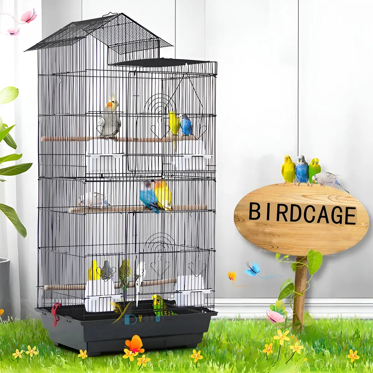 Parrot Cage Large Size Bird Cage Luxury Villa Style Metal Aviary for Pet Indoor