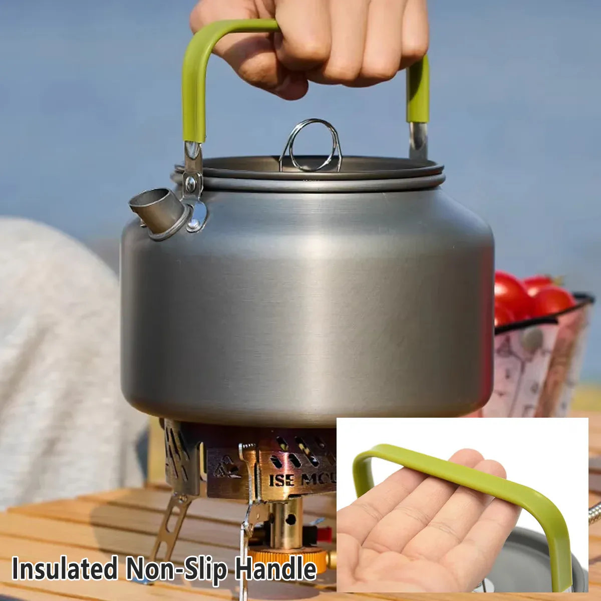 1.2L Outdoor Teapot Camping Hiking Portable Aluminum Kettle Coffee Pot Travel