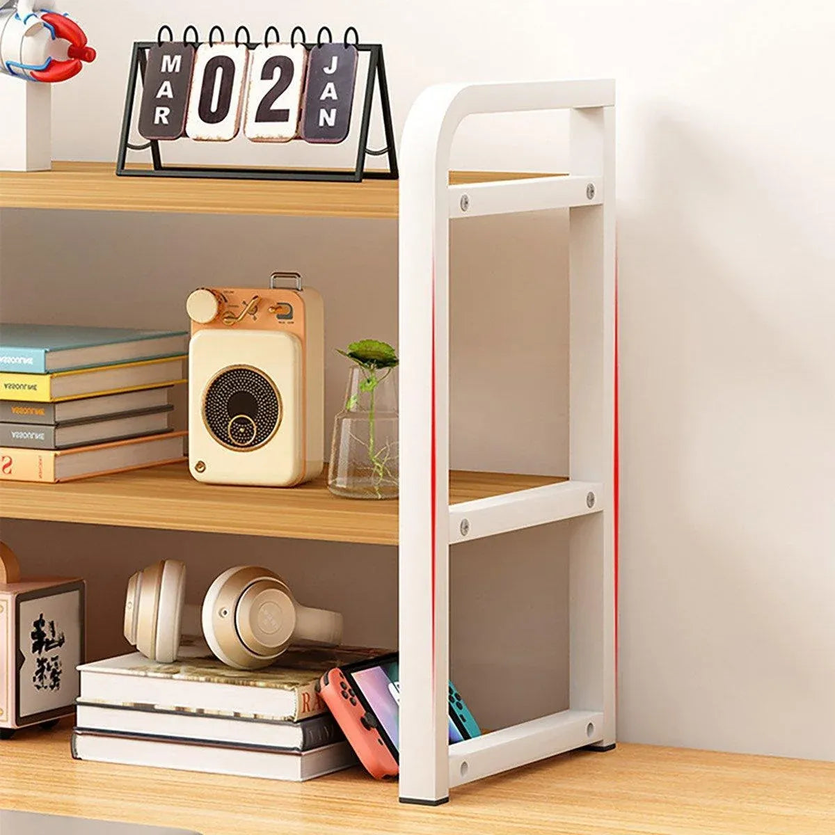 Adjustable Height Multi-Layer Desktop Bookshelf Home Office Floor Organizer Rack - 1 Shelf