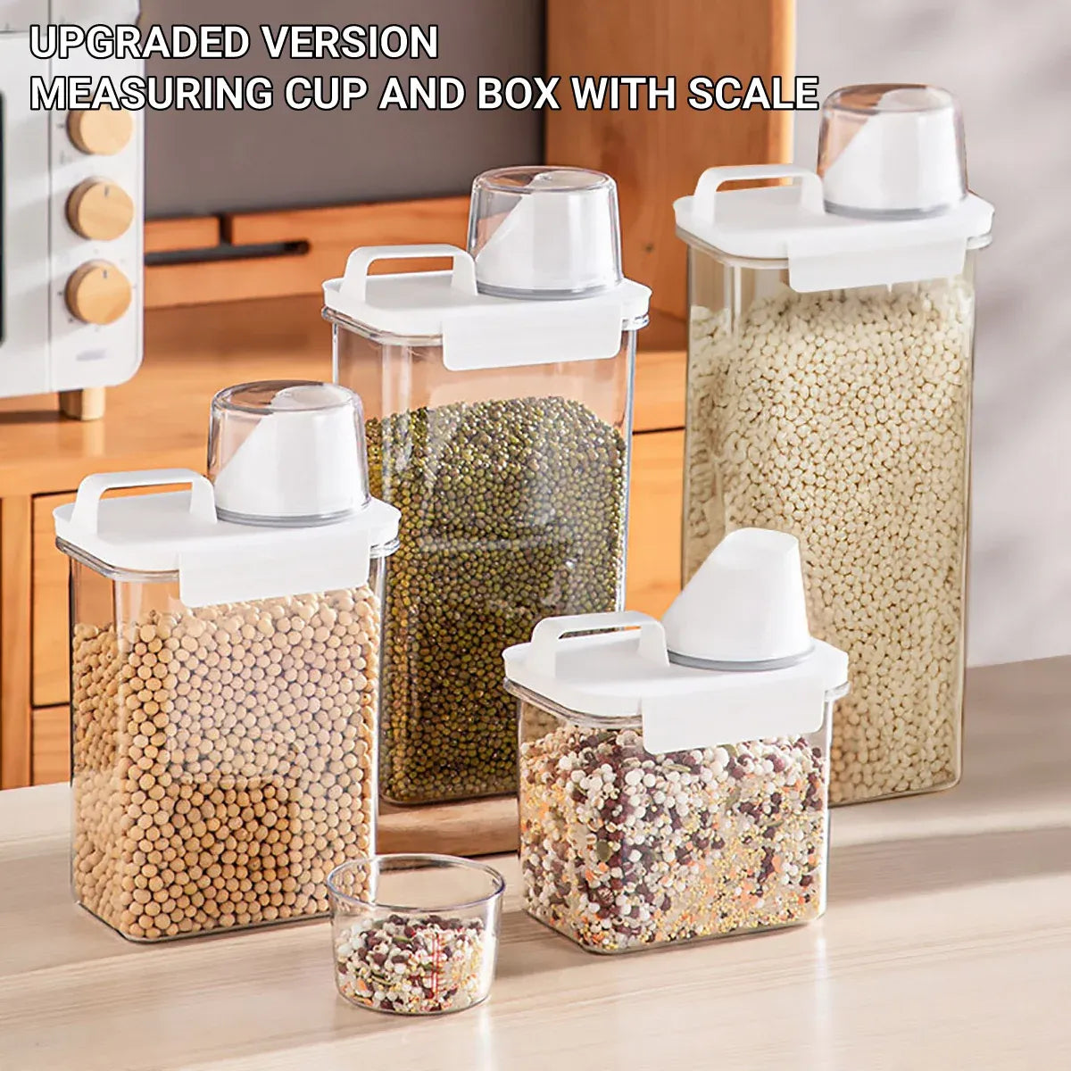 Sealed Household Grain Storage Box Transparent Rice Bucket Kitchen Storage - 1800ml
