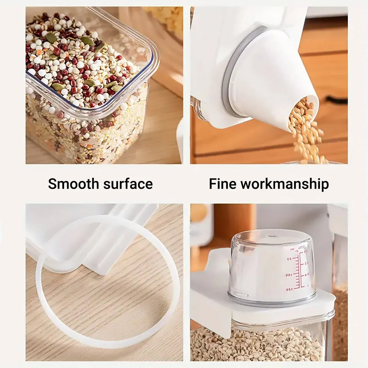 Sealed Household Grain Storage Box Transparent Rice Bucket Kitchen Storage - 1800ml