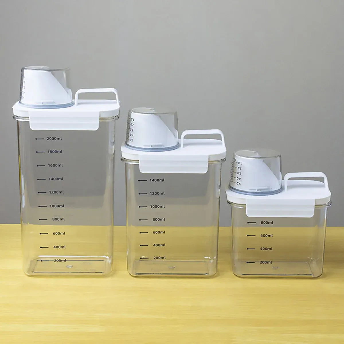 Sealed Household Grain Storage Box Transparent Rice Bucket Kitchen Storage - 1800ml
