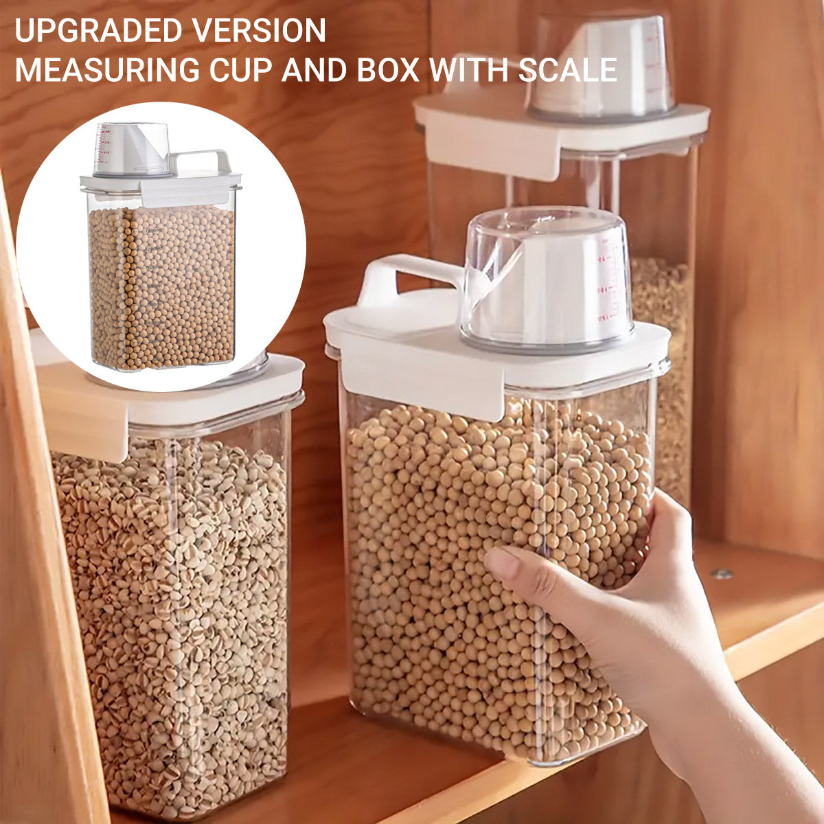 Sealed Household Grain Storage Box Transparent Rice Bucket Kitchen Storage - 1800ml