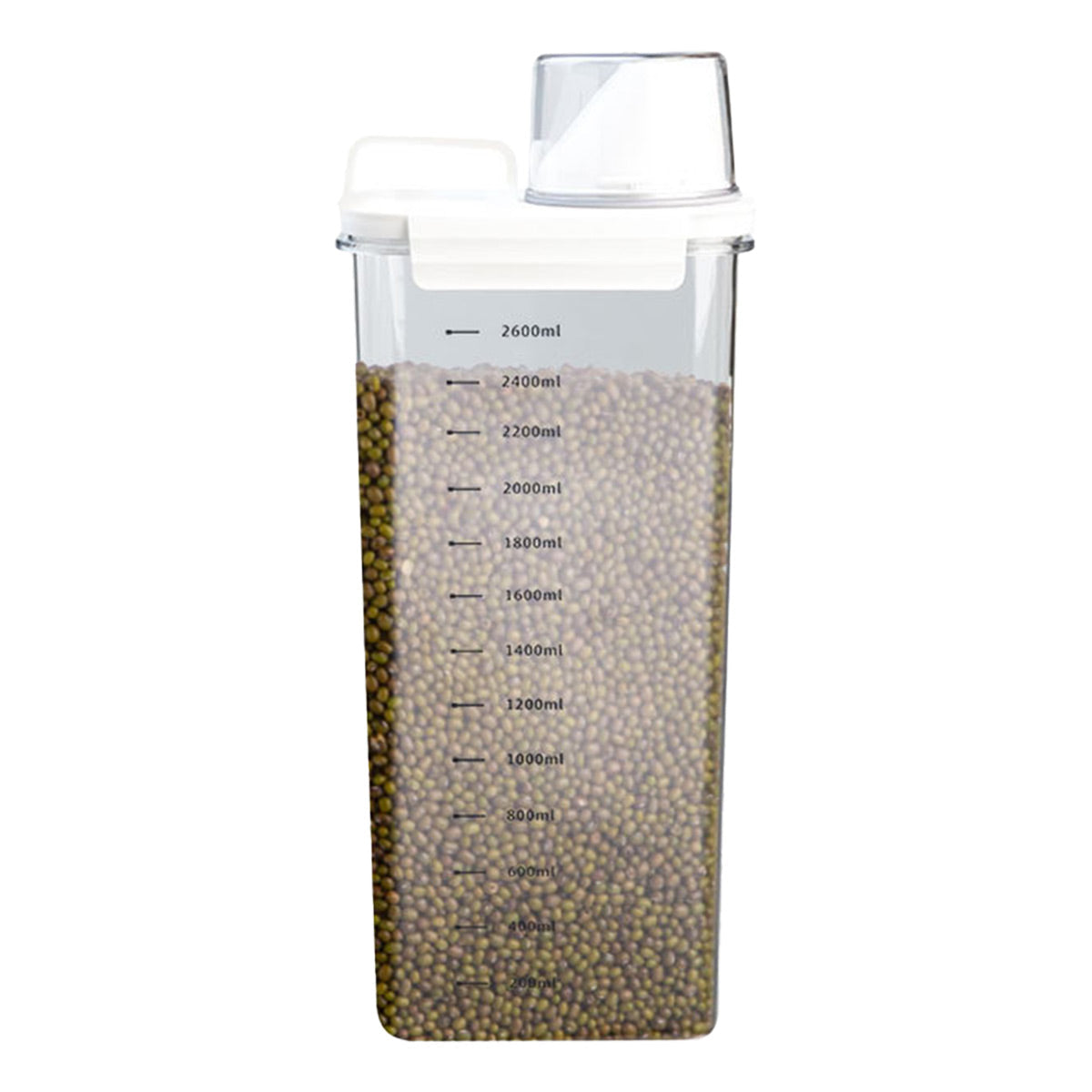 Sealed Household Grain Storage Box Transparent Rice Bucket Kitchen Storage - 1800ml