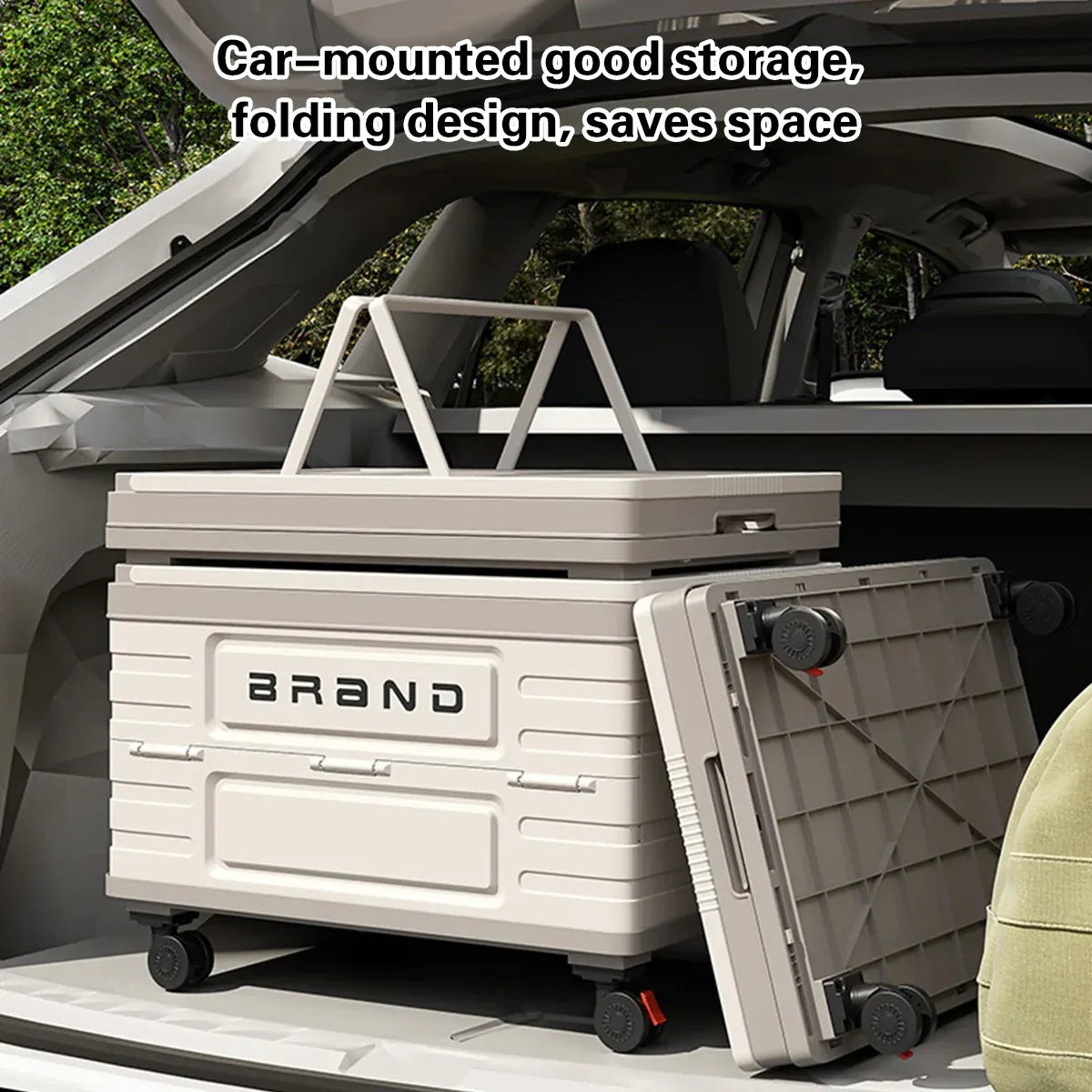 Camping Foldable Storage Box Latch or Wooden Lid Car Boot Tent Outdoor Organiser - Thickened solid wood cover