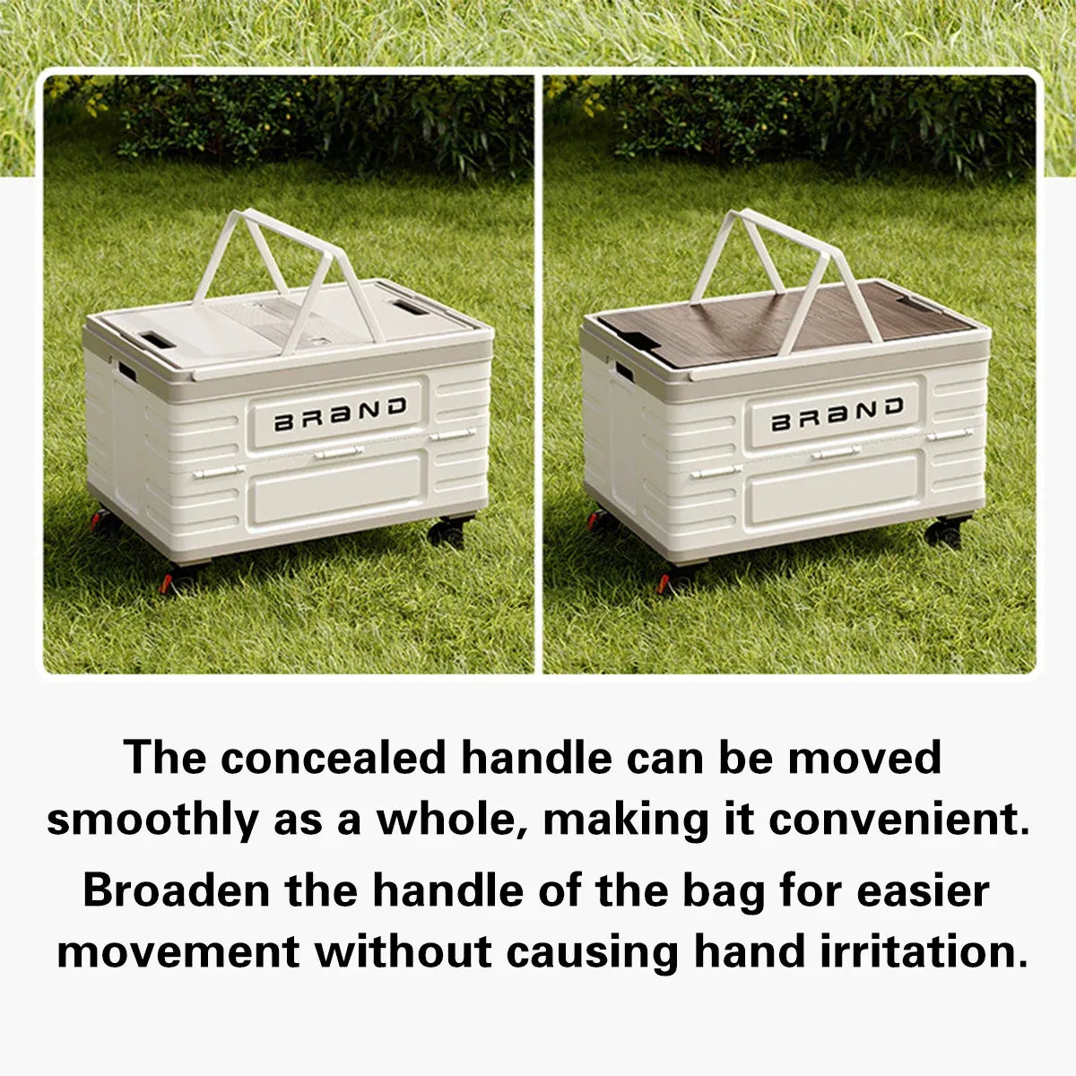 Camping Foldable Storage Box Latch or Wooden Lid Car Boot Tent Outdoor Organiser - Thickened solid wood cover