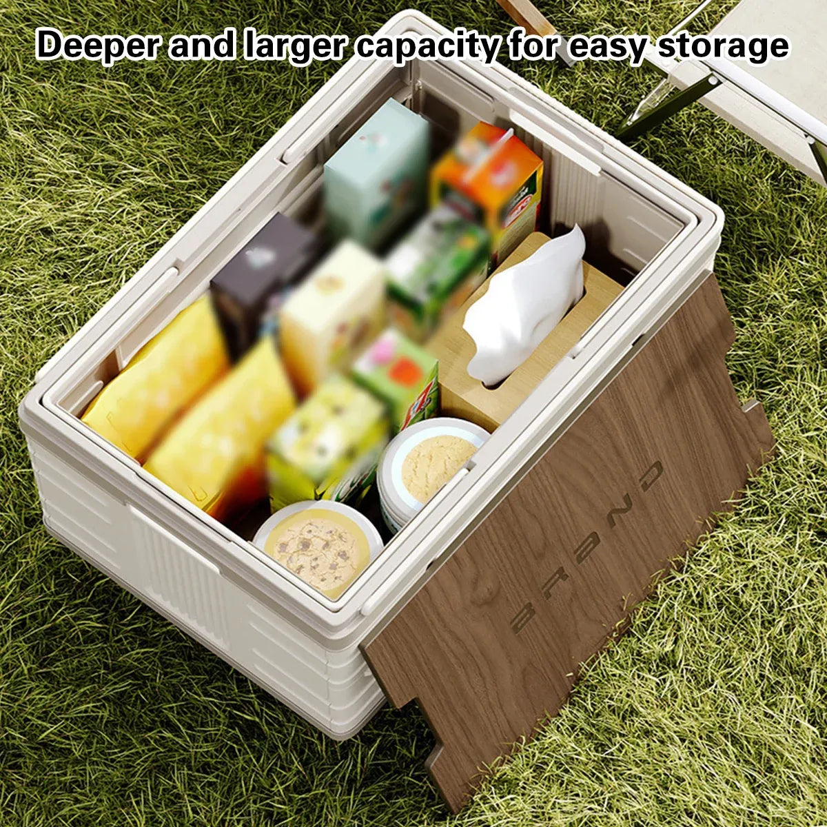 Camping Foldable Storage Box Latch or Wooden Lid Car Boot Tent Outdoor Organiser - latch switch cover