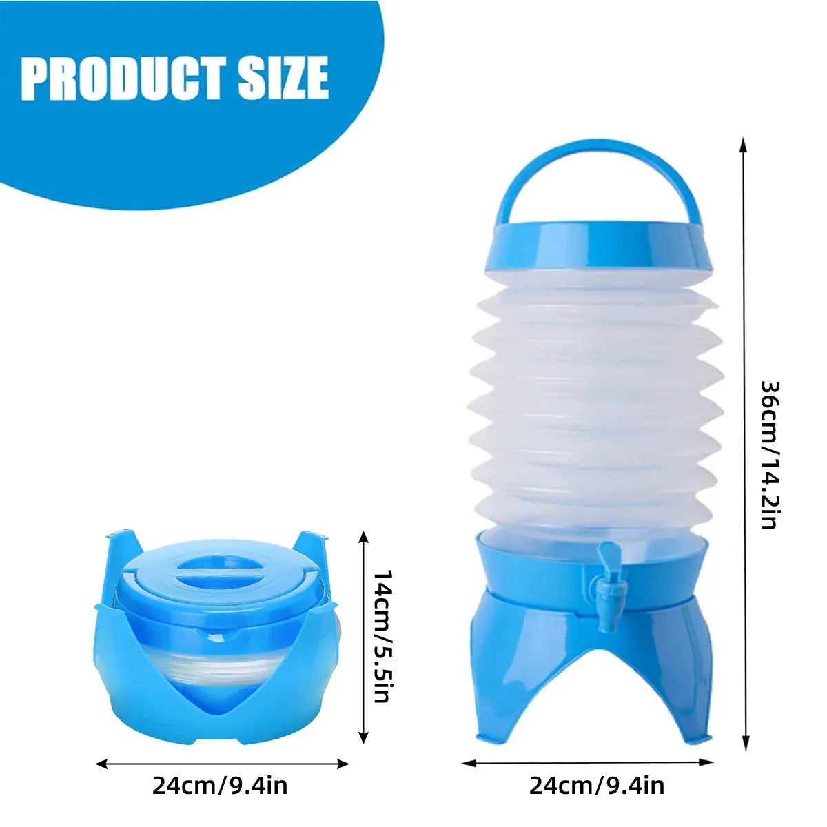 5.5L Outdoor Water Container Camping Folding Water Beer Juice Travel Bucket Use - Green
