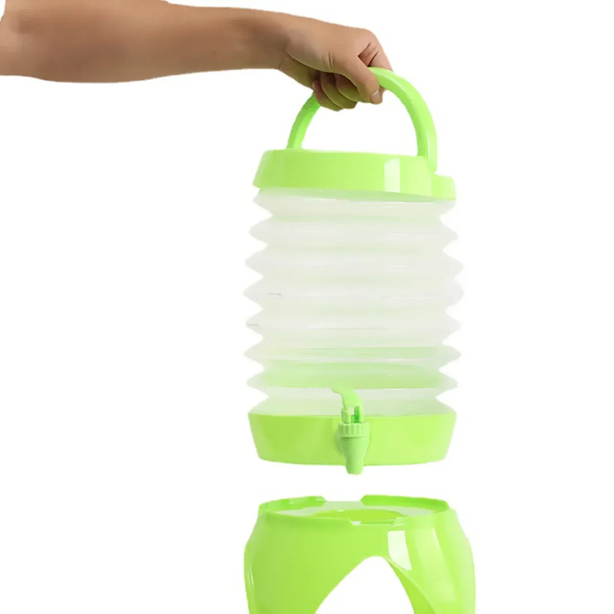 5.5L Outdoor Water Container Camping Folding Water Beer Juice Travel Bucket Use - Green