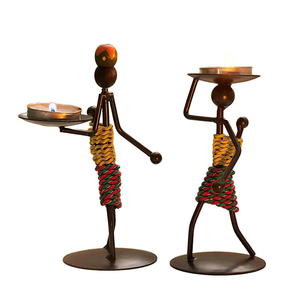 Candle Holder Stand Metal Candlestick Restaurant Table Centrepiece Display Decor - Serving Tray Set