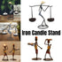 Candle Holder Stand Metal Candlestick Restaurant Table Centrepiece Display Decor - Serving Tray Set