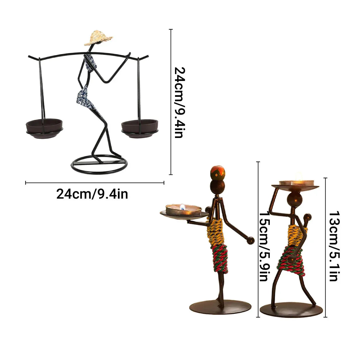 Candle Holder Stand Metal Candlestick Restaurant Table Centrepiece Display Decor - Serving Tray Set