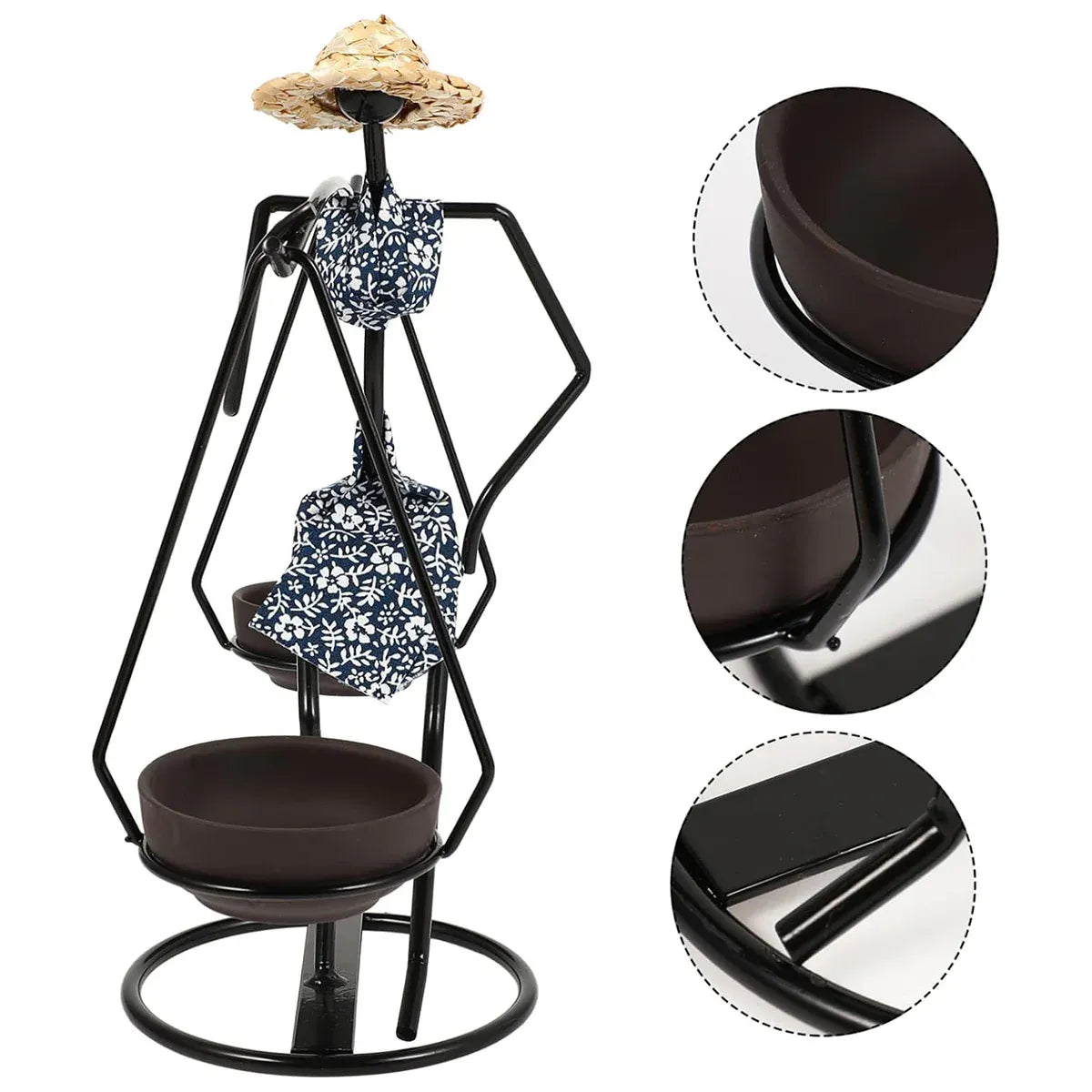 Candle Holder Stand Metal Candlestick Restaurant Table Centrepiece Display Decor - Carrying Tray