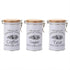 3PCS White Tinplate Coffee Tea Sugar Storage Jar Set Sealed Kitchen Counter