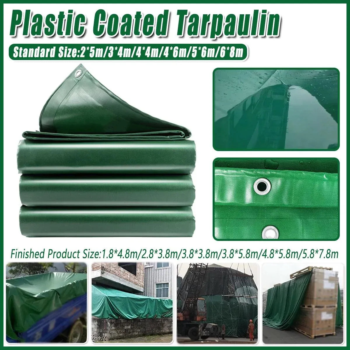 Heavy Duty Waterproof Canvas Tarp Tarpaulin Sun Block Dustproof Army Shelter - 4x4m(3.8x3.8m)