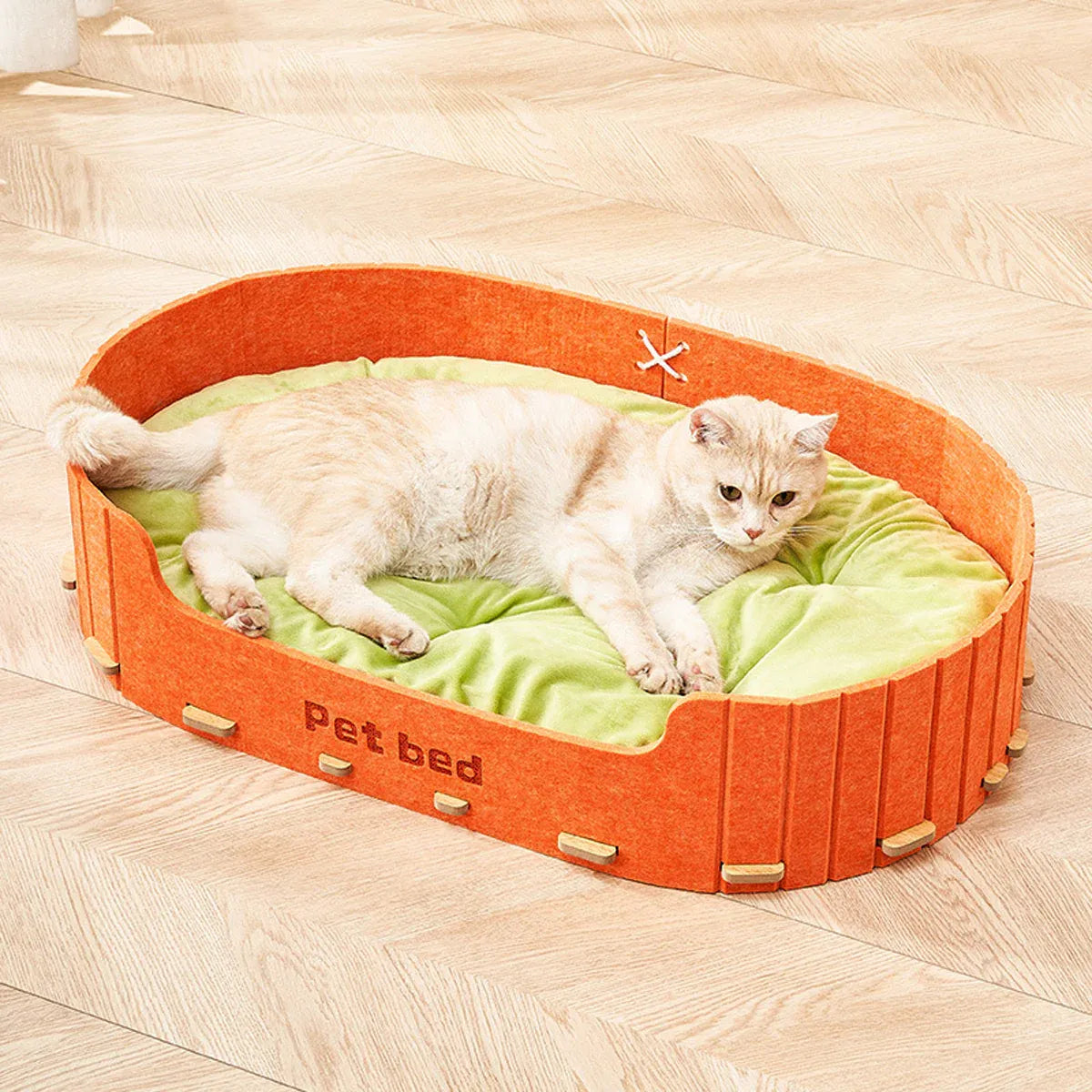 Pet Sleeping Bed Felt Cat Nest Warm Dog Bed Soft Indoor Cushion Removable Design - Green