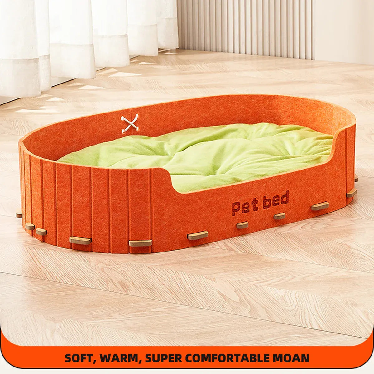 Pet Sleeping Bed Felt Cat Nest Warm Dog Bed Soft Indoor Cushion Removable Design - Green