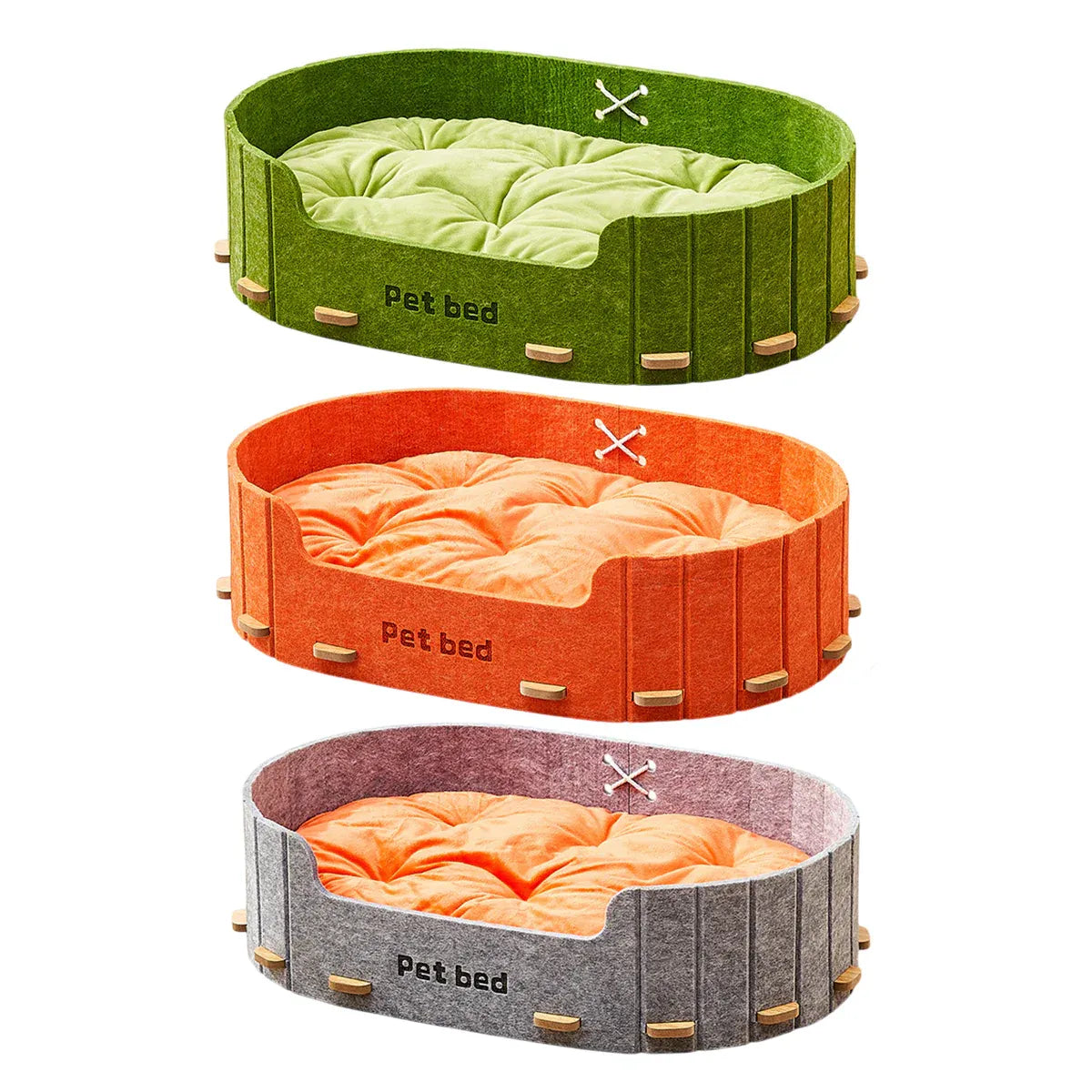 Pet Sleeping Bed Felt Cat Nest Warm Dog Bed Soft Indoor Cushion Removable Design - Orange