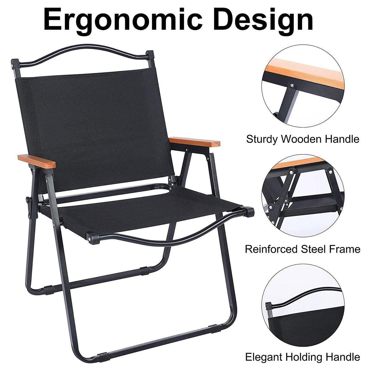 Portable Folding Camping Chair Lightweight Aluminium Alloy Stool Black Outdoor