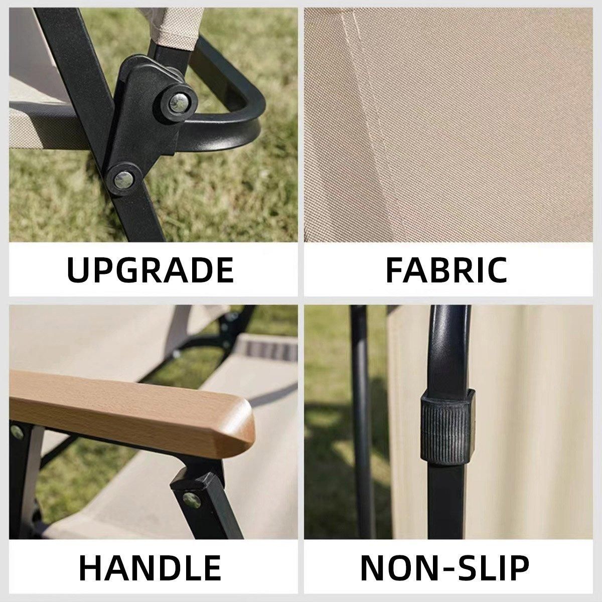 Portable Outdoor Folding Chair Light Aluminum Alloy Stool for Camping Picnic - Khaki